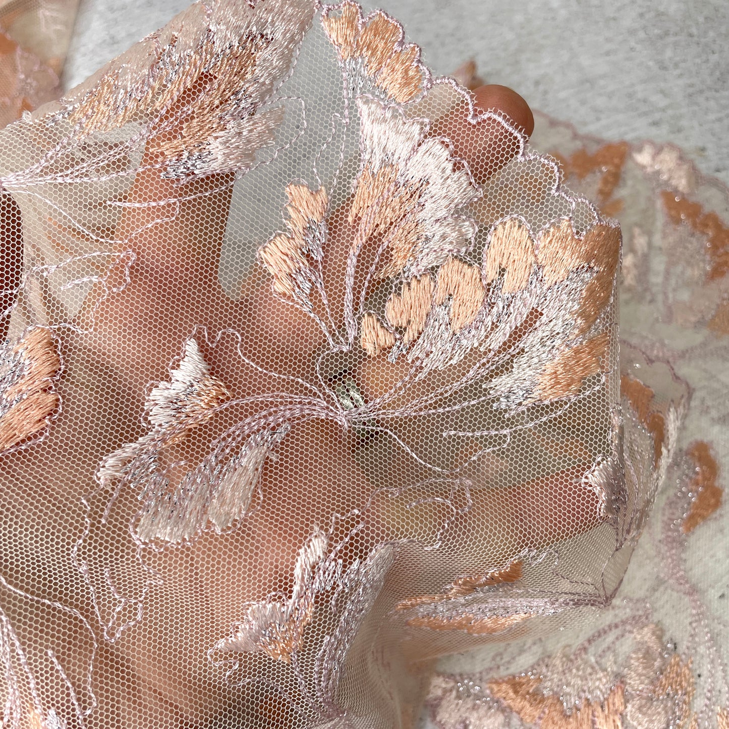 Embroidered Tulle ~ Peacharine