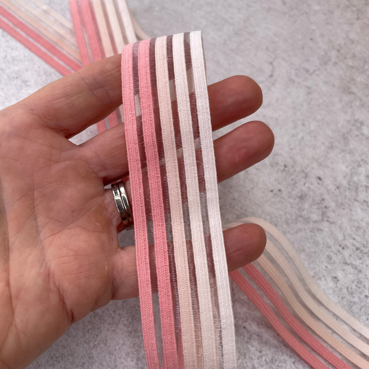 Sheer Stripe Elastic Band ~ Pink