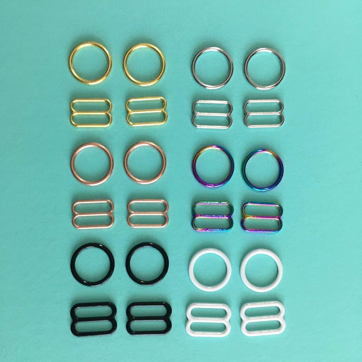 Set of Silver-Colored Metal Rings and Sliders