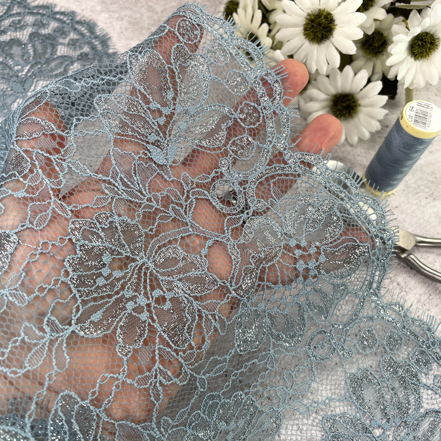 Stretch Lace ~ Argentum ~ 1.5m piece