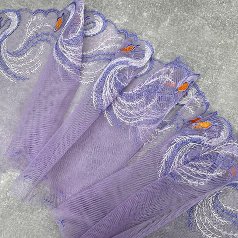 Madalynne Embroidered Tulle ~ Swan 'Veri Peri' (per metre)