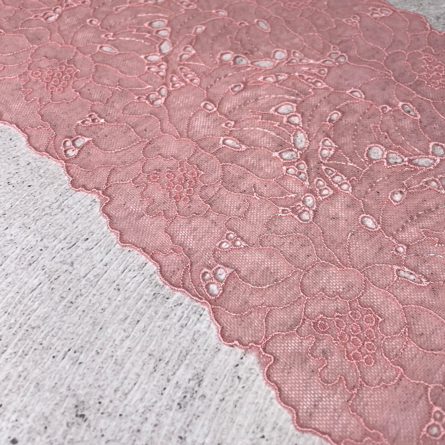 Embroidered Tulle ~ Pink Peony