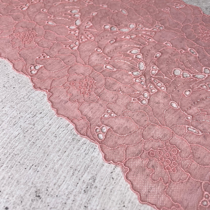 Embroidered Tulle ~ Pink Peony