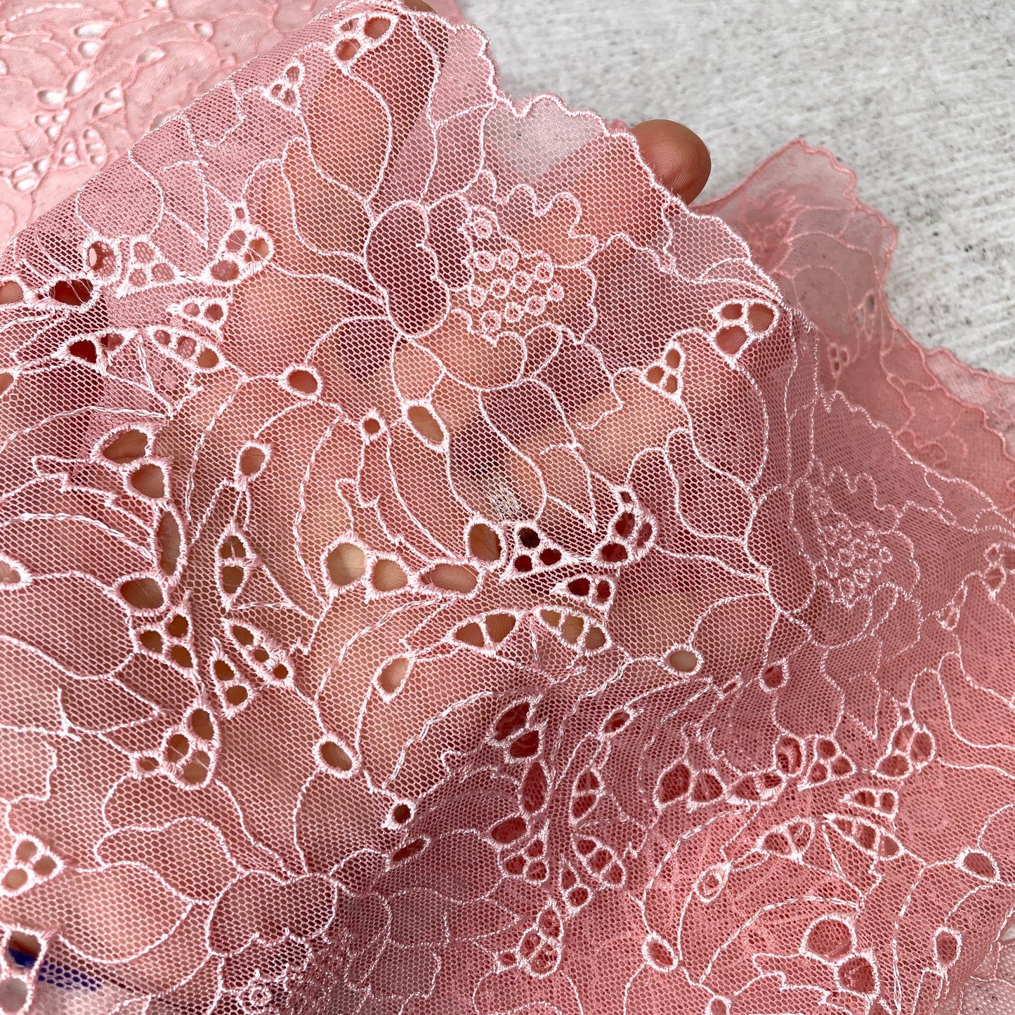 Embroidered Tulle ~ Pink Peony