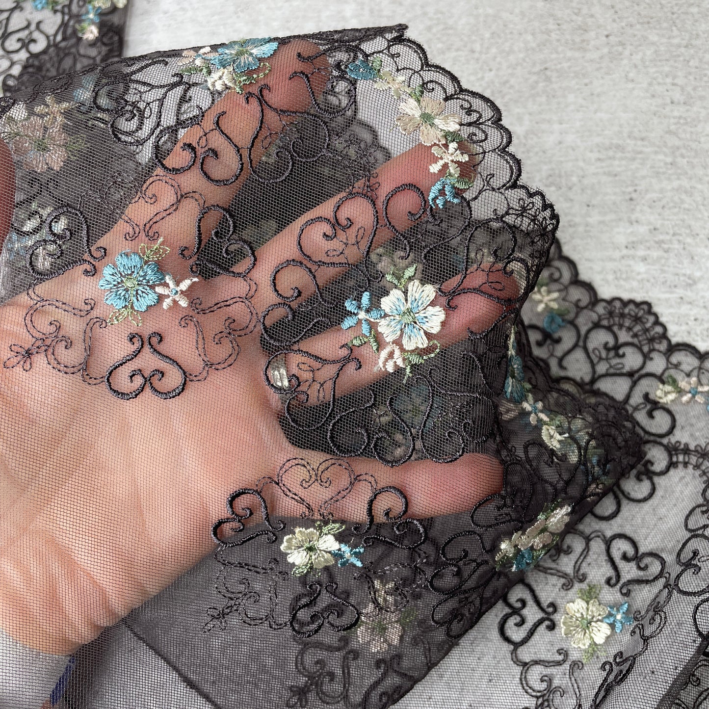Embroidered Tulle ~ Filigree Floral