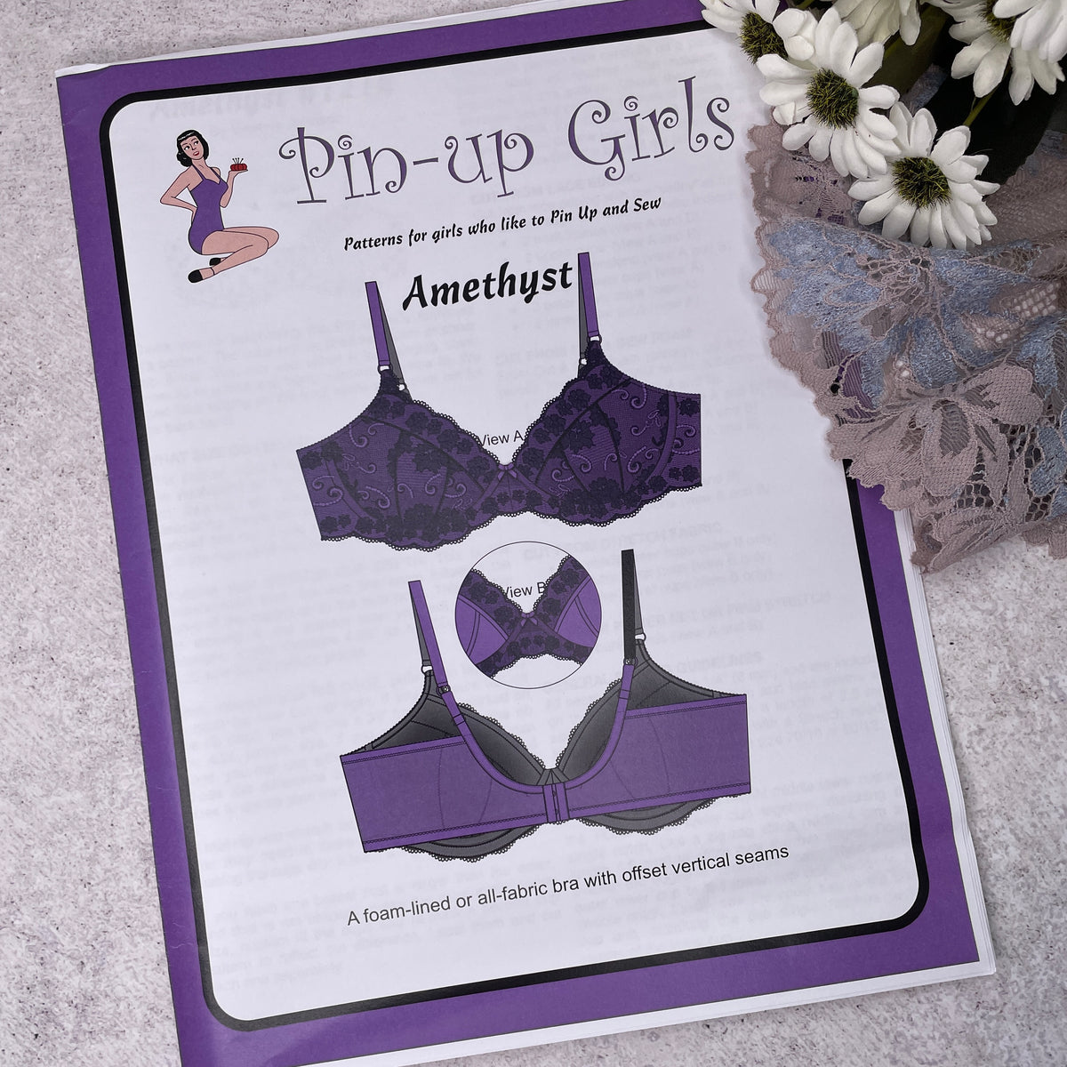 Pin-up Girls 'Amethyst lace bra' - paper pattern