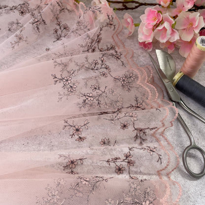 Embroidered Tulle ~ Blossom Drop