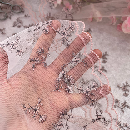 Embroidered Tulle ~ Blossom Drop