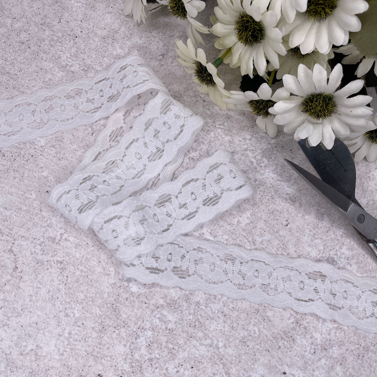 Stretch Lace - 30mm White