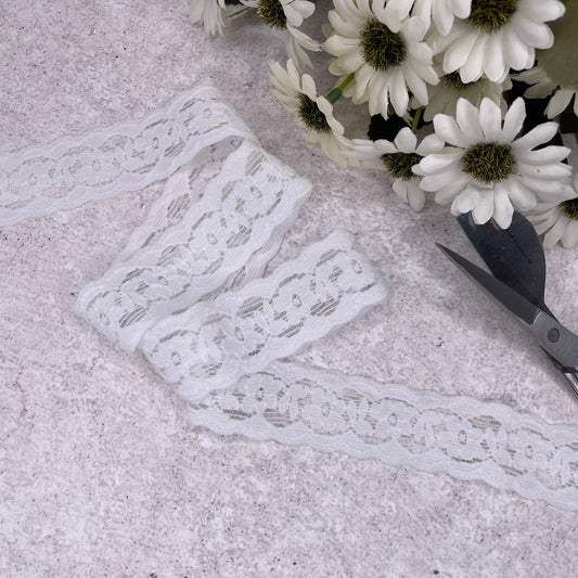 Stretch Lace - 30mm White