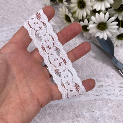 Stretch Lace - 30mm White