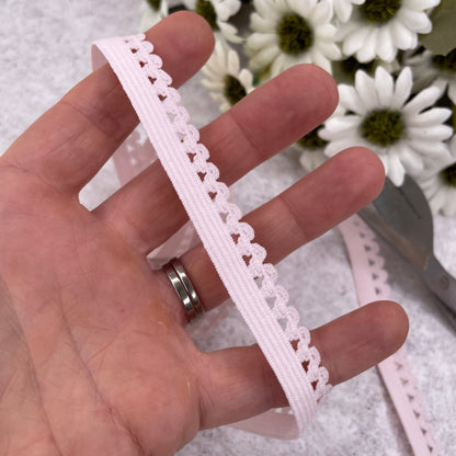 Stretch lace trim ~ 12mm Pale Pink