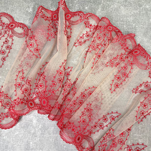 Embroidered Tulle ~ Ruby Bow