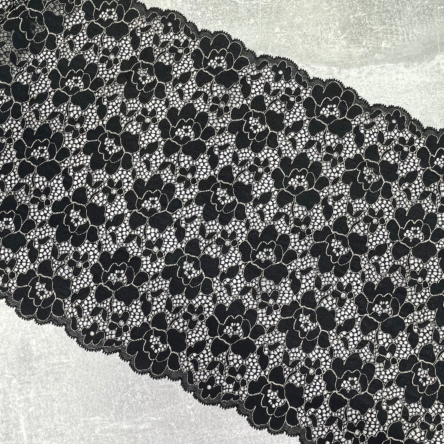 Stretch Lace ~ Black Floral