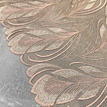 Embroidered Tulle ~ Golden Feather