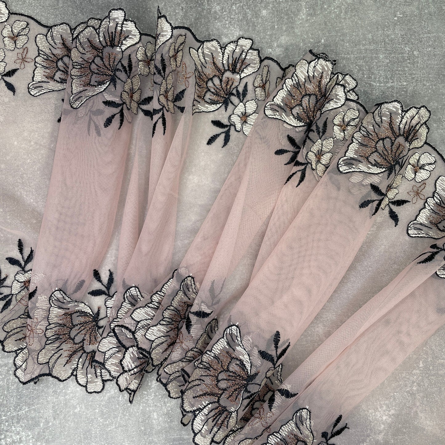 Embroidered Tulle ~ Blush