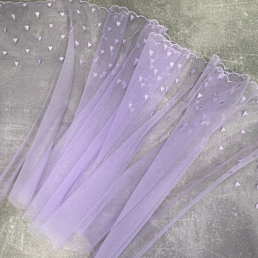 Embroidered Tulle ~ Lavender Heart