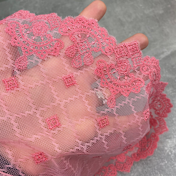 Embroidered Tulle ~ Pink Diamond
