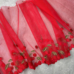 Embroidered Tulle ~ Cherries