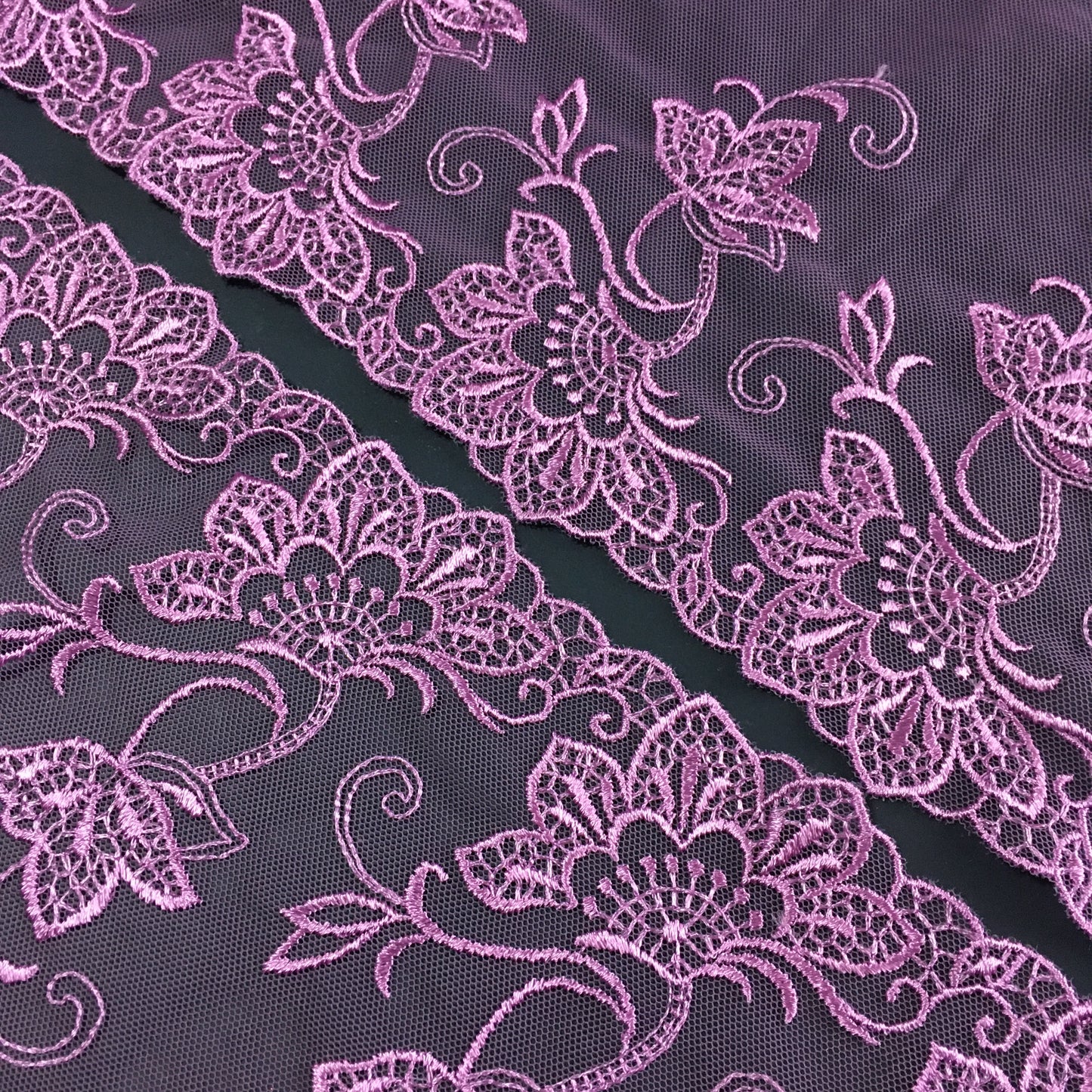 Embroidered Tulle ~ Orchid (L+R)