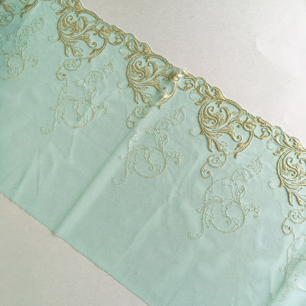 Embroidered Tulle ~ Mint Shimmer (L+R)
