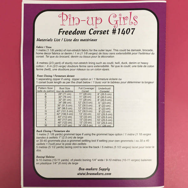Pin Up Girls 'Freedom Corset' ~ paper pattern